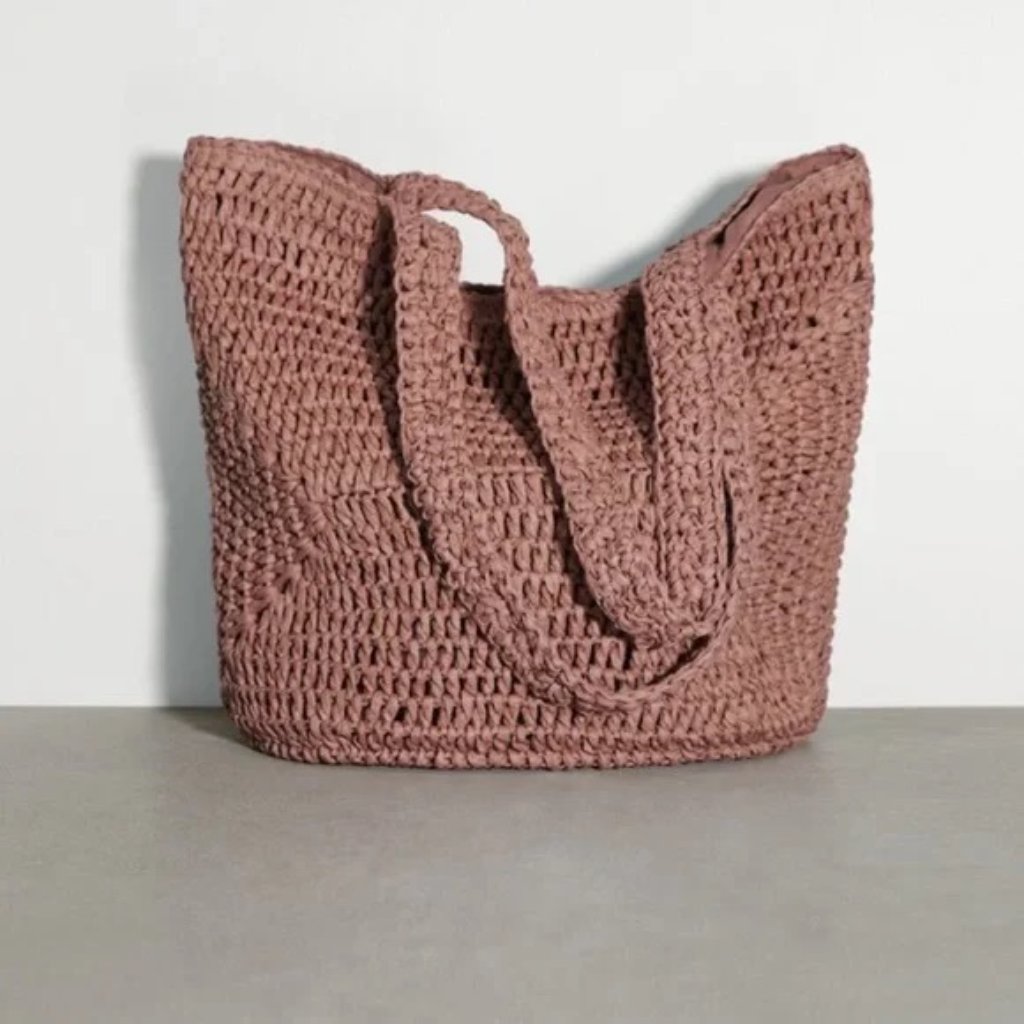 New Zara Straw Woven Crochet Tote Vacation Hawaii Islands Shopper Bag